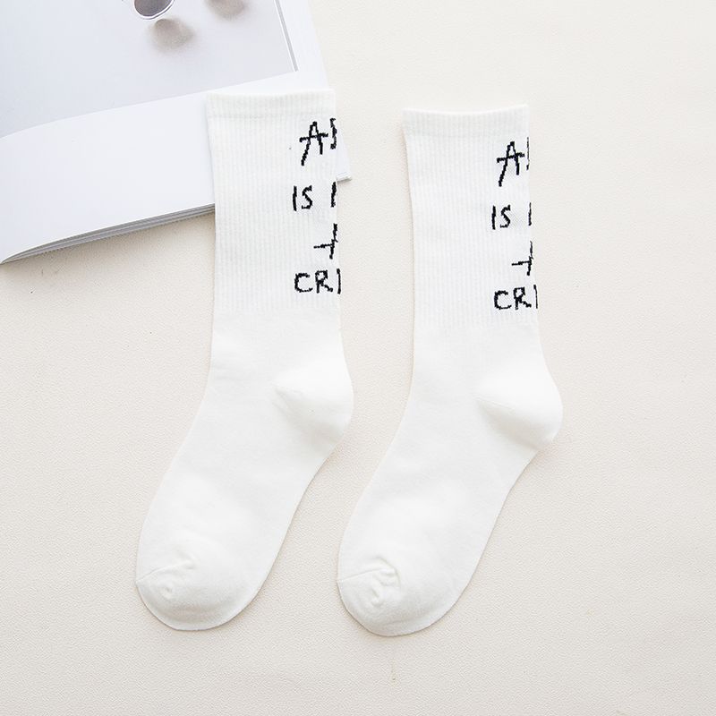 Female Autumn Winter Socks Cotton Socks Paragraph Letter Slouch Socks